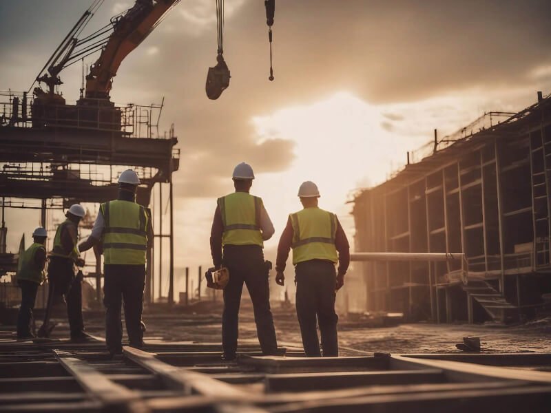Equipe em um canteiro de obras